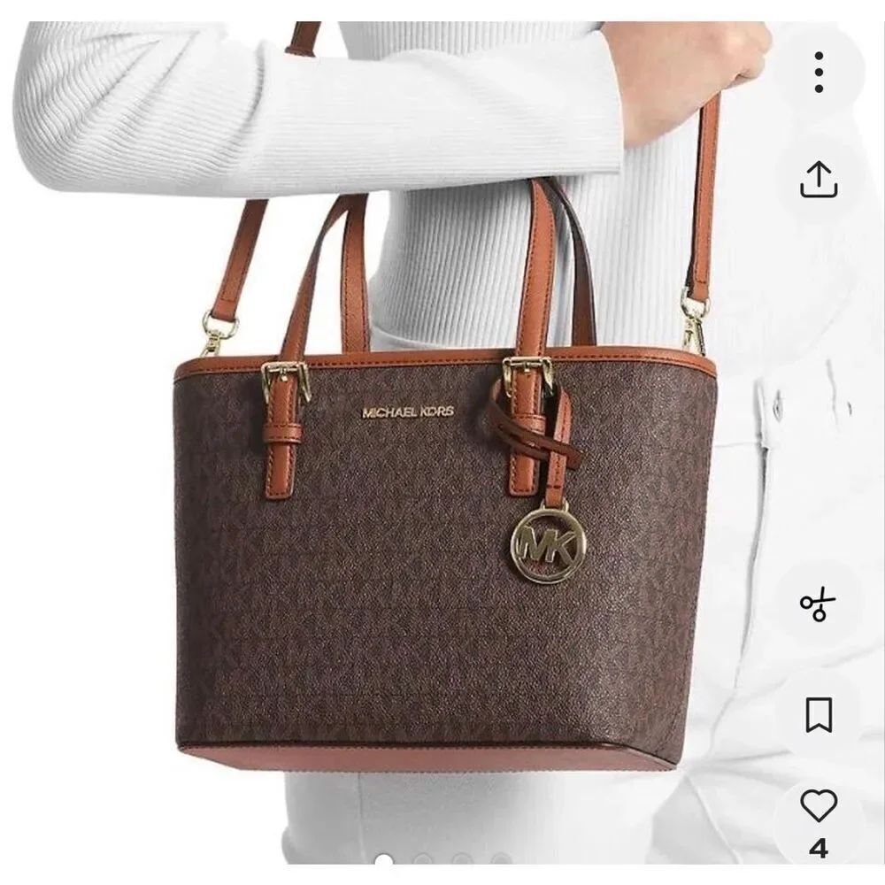 Michael Kors brown jet set monogram signature(Quinn)Tote bag purse pocketbook
